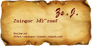 Zsingor József névjegykártya